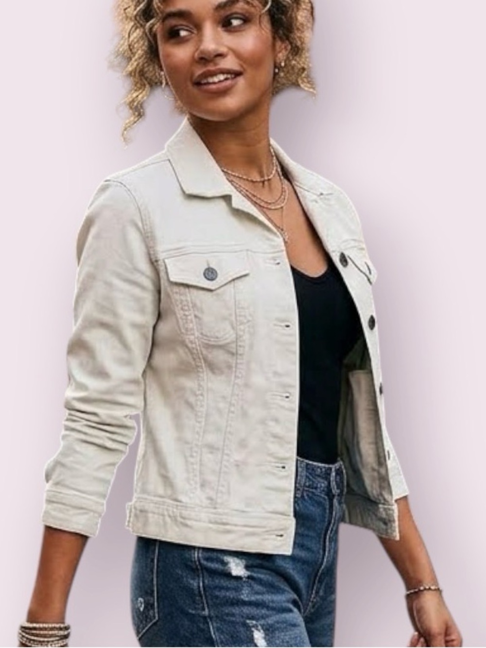 BCCGMaxAzria Denim Jean Jacket Pale Gray With Subtle Silver Sparkle Size Small